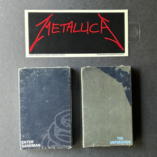 METALLICA enter sandman + the unforgiven SEALED LOT OF 2 CASSETTES + STICKERS