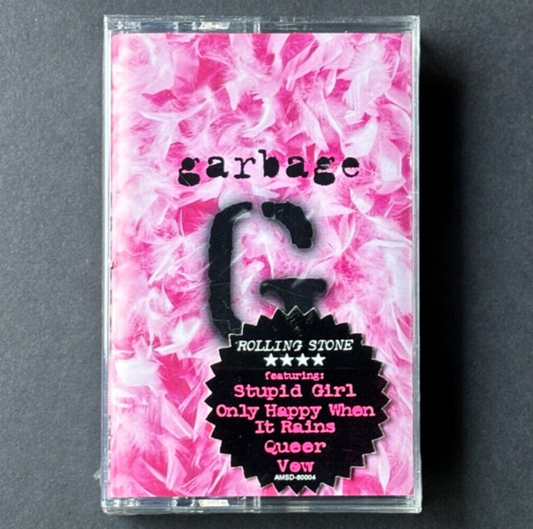 GARBAGE self-titled SEALED 1995 U.S. ALMO CASSETTE W/HYPE STICKER ****TORN CELLO