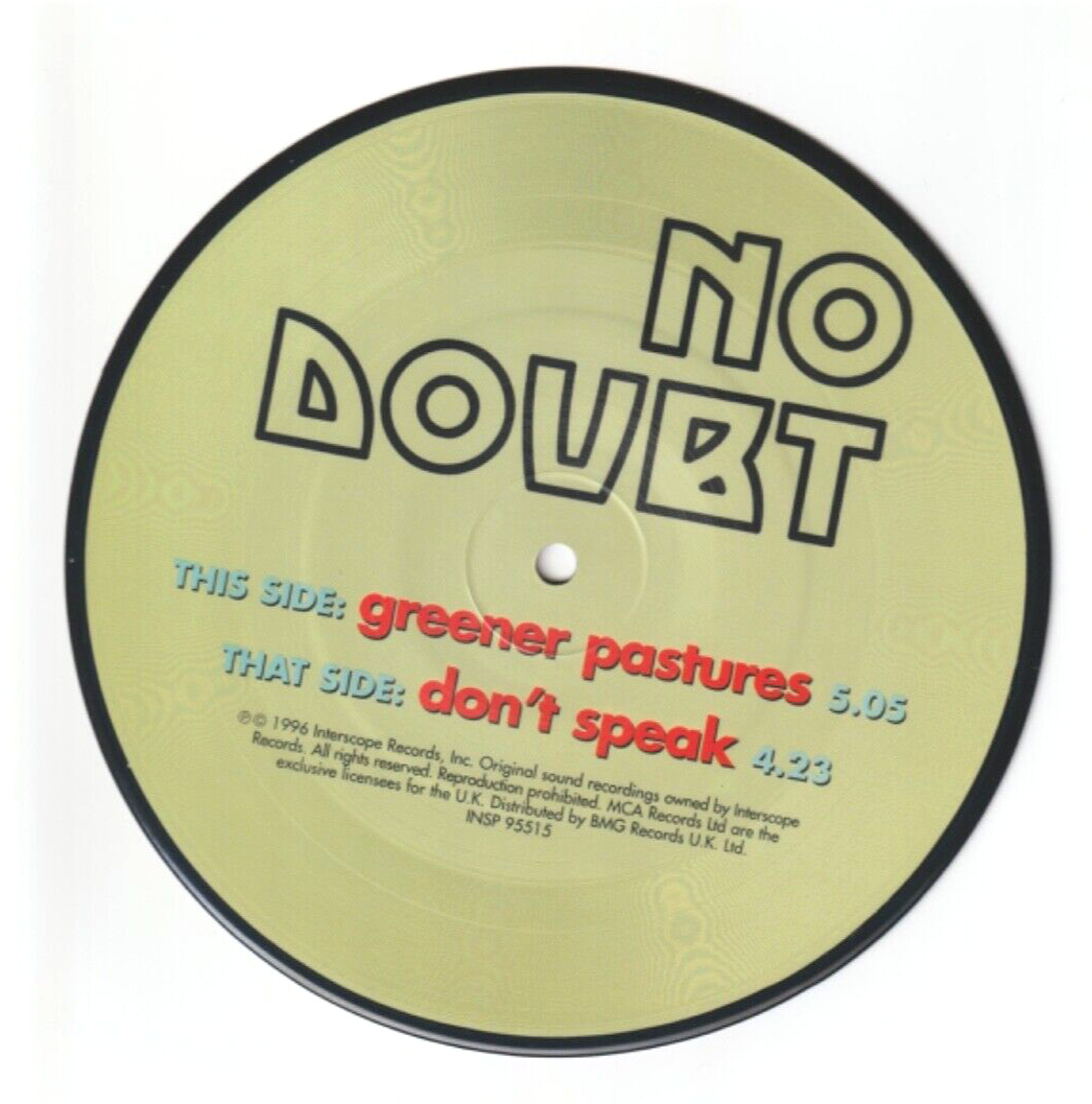 NO DOUBT don’t speak 1996 UK 7” LIMITED NUMBERED PICTURE DISC