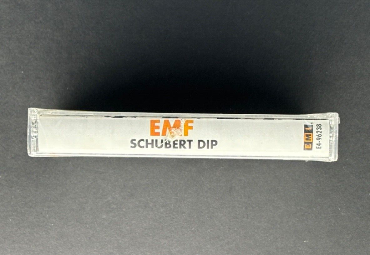 EMF schubert dip w/“unbelievable" SEALED © 1991 U.S. CASSETTE W/HYPE STICKER