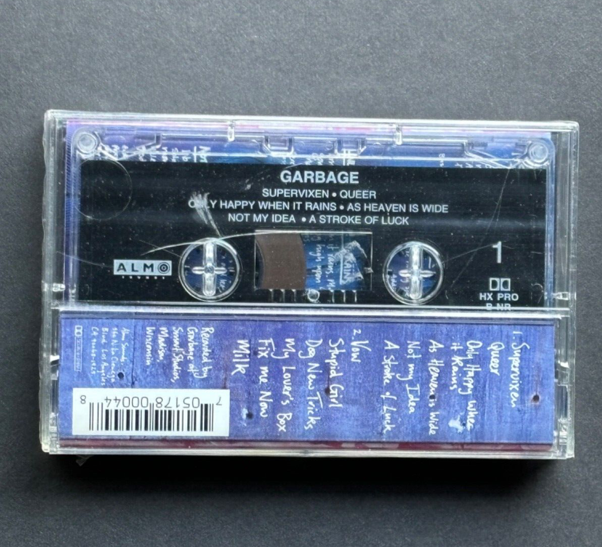 GARBAGE self-titled SEALED 1995 U.S. ALMO CASSETTE W/HYPE STICKER ****TORN CELLO