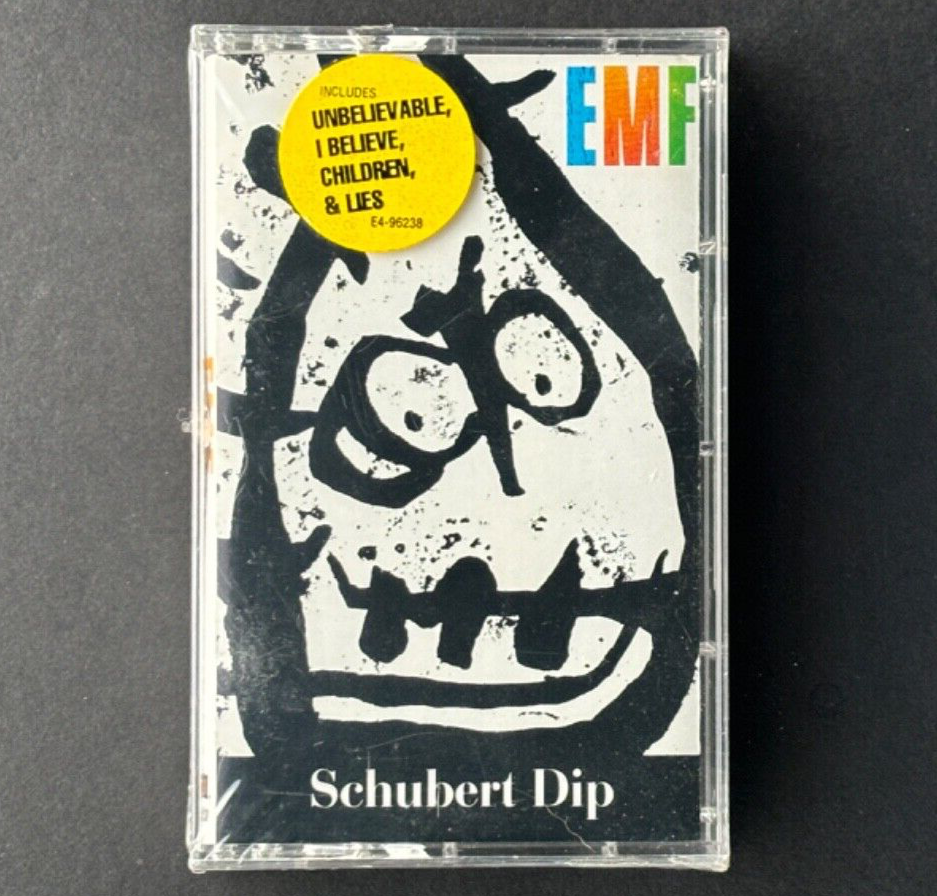 EMF schubert dip w/“unbelievable" SEALED © 1991 U.S. CASSETTE W/HYPE STICKER