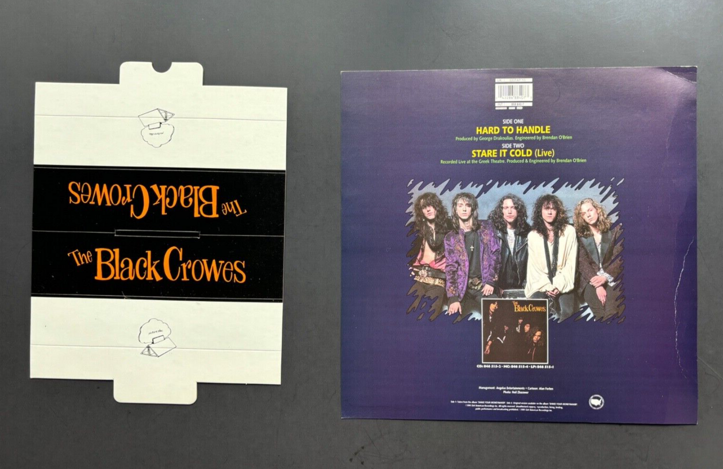 THE BLACK CROWES hard to handle 1991 UK 7” SHAPED PICTURE DISC W/DISPLAY PLINTH