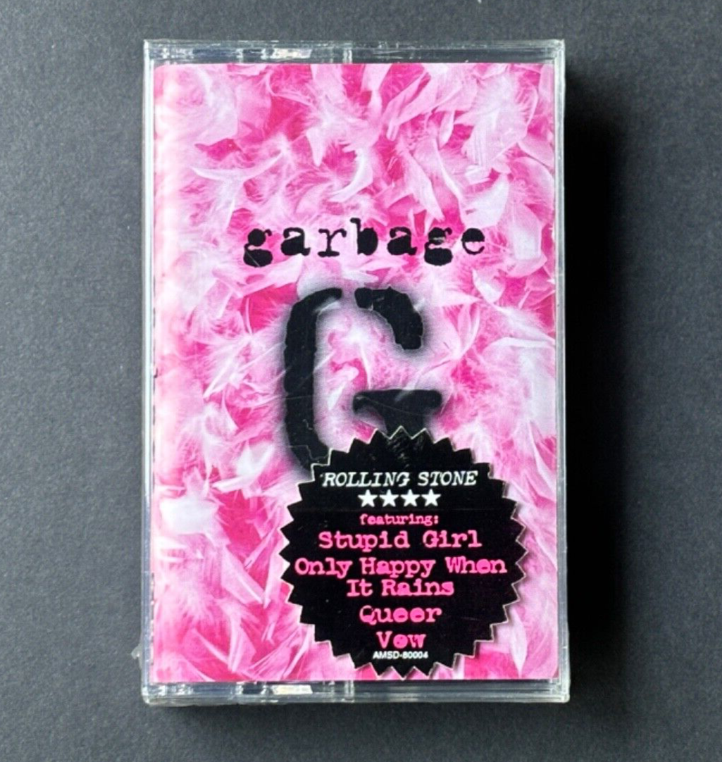 GARBAGE self-titled SEALED 1995 U.S. ALMO CASSETTE W/HYPE STICKER ****TORN CELLO