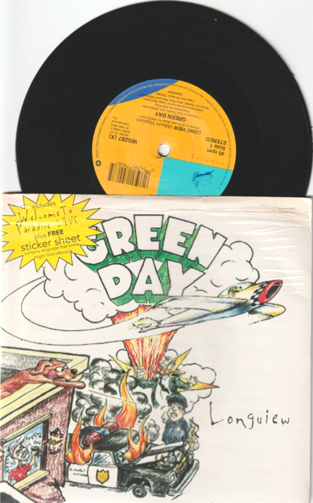 GREEN DAY longview 1995 UK 7” 45 RPM IN SHRINK W/DOOKIE STICKERS